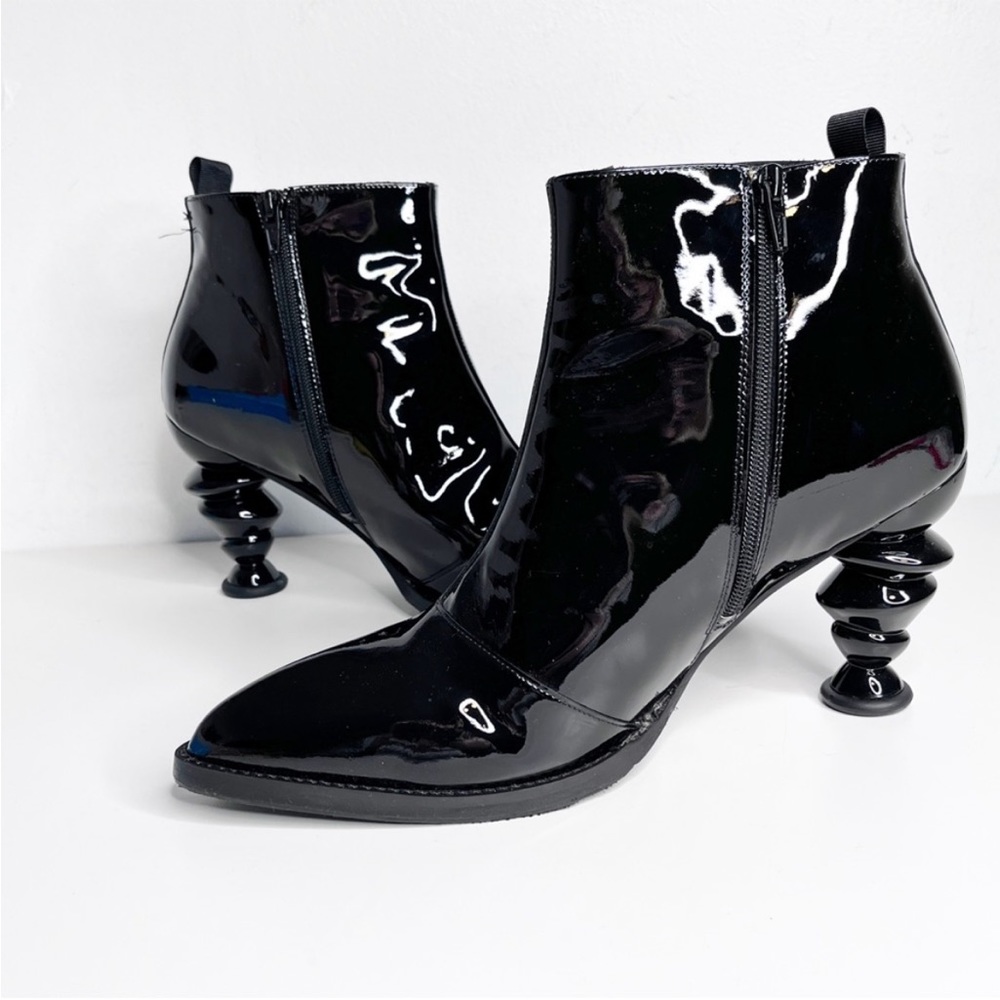John Fluevog Powerhouse Rashida Black Patent Bootie 11